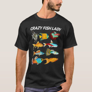 Camiseta Dama De Pescado Loco, Pescador Mamá Acuario Mascot