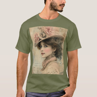 Camiseta Dama Floral Victoriana Vintage Sombrero Elegante R