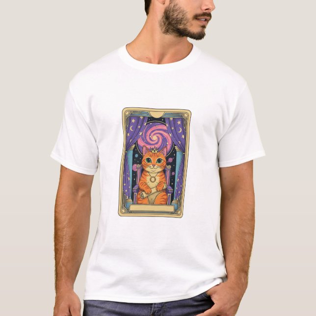 Camiseta Dama Gatos Tarot, Gato Místico, Reina Gata, (Anverso)