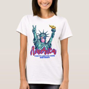 Camiseta Dama Libertad haciendo la señal de paz mientras so