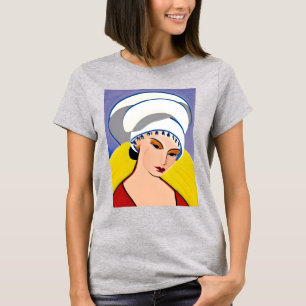 Camiseta Dama moderna art decó en un turbante