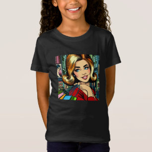Camiseta Dama Retro con Bolsas de Compras de Mitad de Siglo