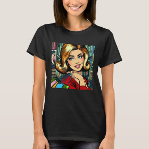 Camiseta Dama Retro con Bolsas de Compras Mediados de Siglo