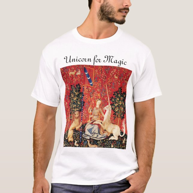 Camiseta DAMA Y UNICORN PARA Flores DE Fantasía MÁGICA, Ani (Anverso)