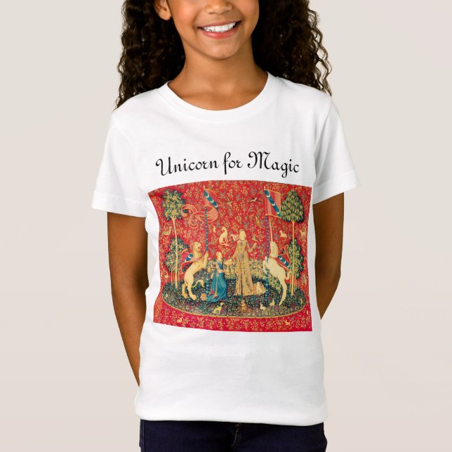 Camiseta DAMA Y UNICORN PARA Flores DE Fantasía MÁGICA, Ani (Anverso)
