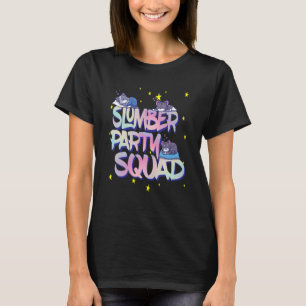 Camiseta Damas Chicas Sleepover Squad de gatos para pieza d