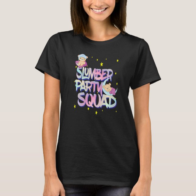 Camiseta Damas Chicas Teddy Bear Sleepover Squad Para Slumb (Anverso)