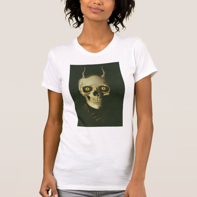 Camiseta Damas de cráneo del diablo gótico destruyeron cami (Anverso)