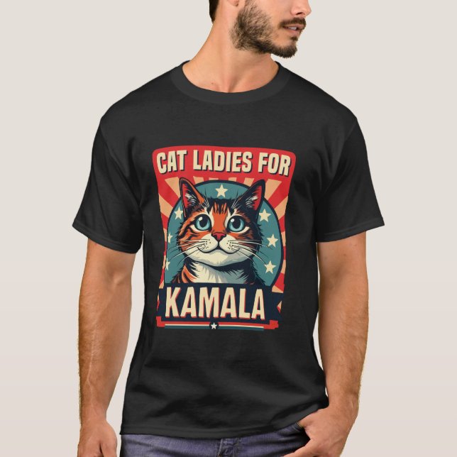 Camiseta Damas de gato divertidas por el voto de Kamala par (Anverso)