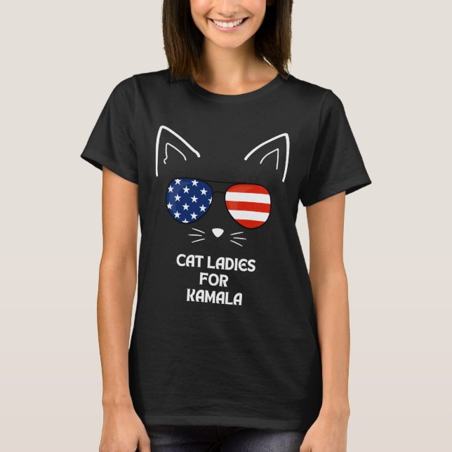 Camiseta Damas de gato para el gracioso gato 2024 de Kamala (Anverso)