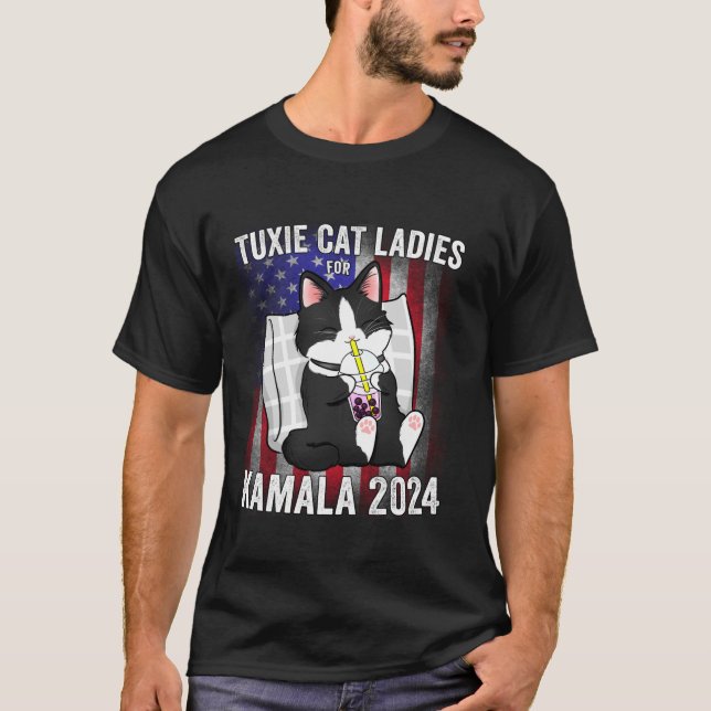 Camiseta Damas de gato tuxie para la presidencia de Kamala  (Anverso)