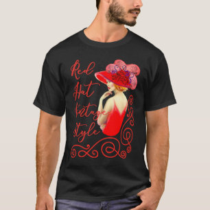 Camiseta Damas de Gorra Rojo Estilo de vintage en rojo