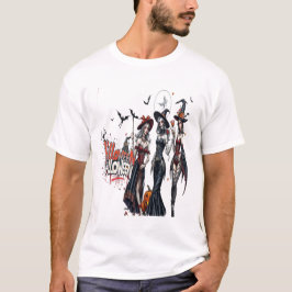 Camiseta damas de halloween arte de grafiti familia mujeres