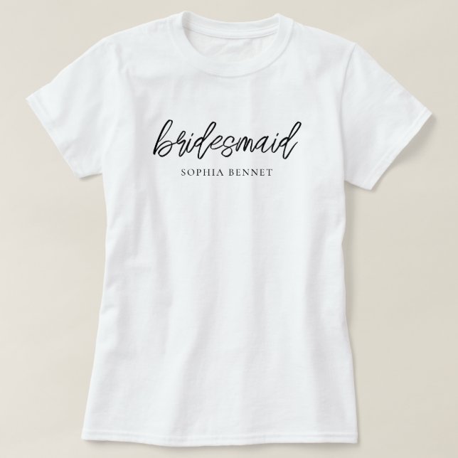 Camiseta Damas de Honor Personalizadas con Letra Minimalist (Diseño del anverso)