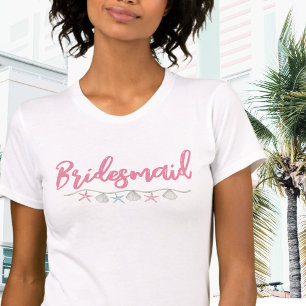 Camiseta Damas de Honor Soltera de Playa Rosa Lindo
