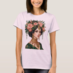 Camiseta Damas de la Flor Doble   Arte Floral Elegante en l