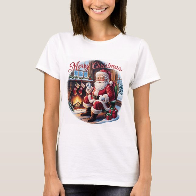 Camiseta Damas de Navidades nostálgicas de vacaciones antig (Anverso)