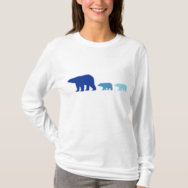 Camiseta Damas De "Oso Polar" De Hoody Long Sleeve (Anverso)