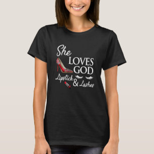 Camiseta Damas de tacón alto zapatillas de lápiz labial y a