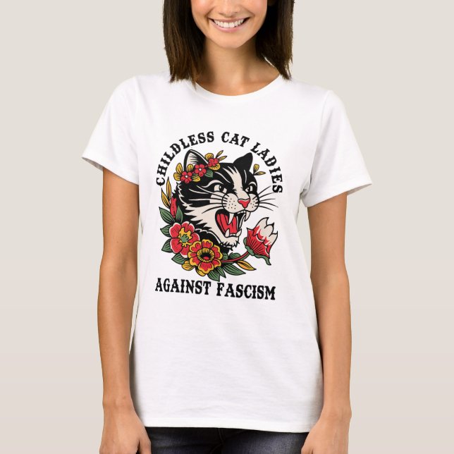 Camiseta Damas del gato contra el fascismo feminista (Anverso)