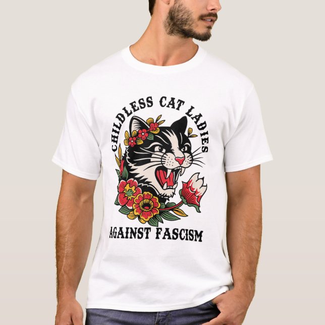 Camiseta Damas del gato contra el fascismo feminista (Anverso)