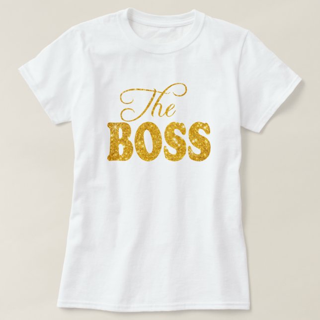 Camiseta Damas El Jefe Faux Gold Shimmer Purpurina (Diseño del anverso)
