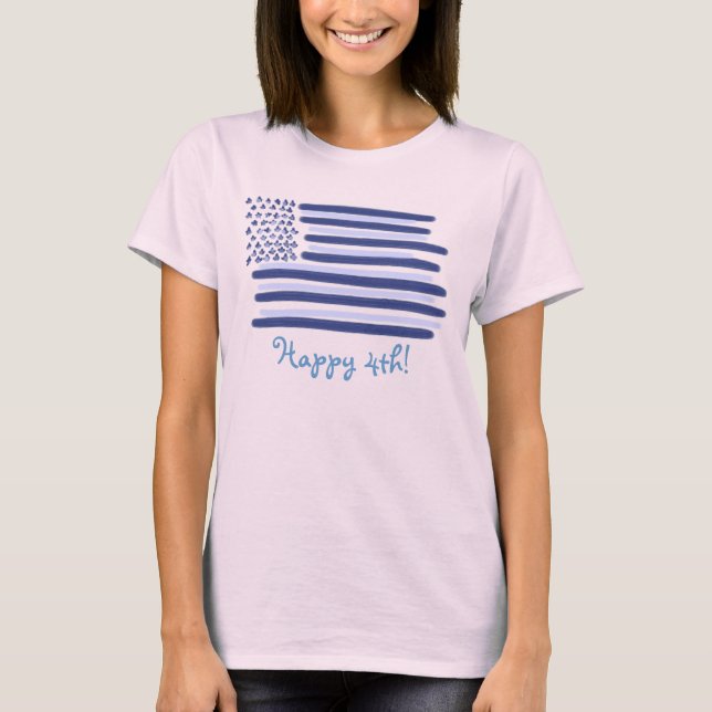 Camiseta Damas Felices 4ª bandera azul de Estados Unidos (Anverso)