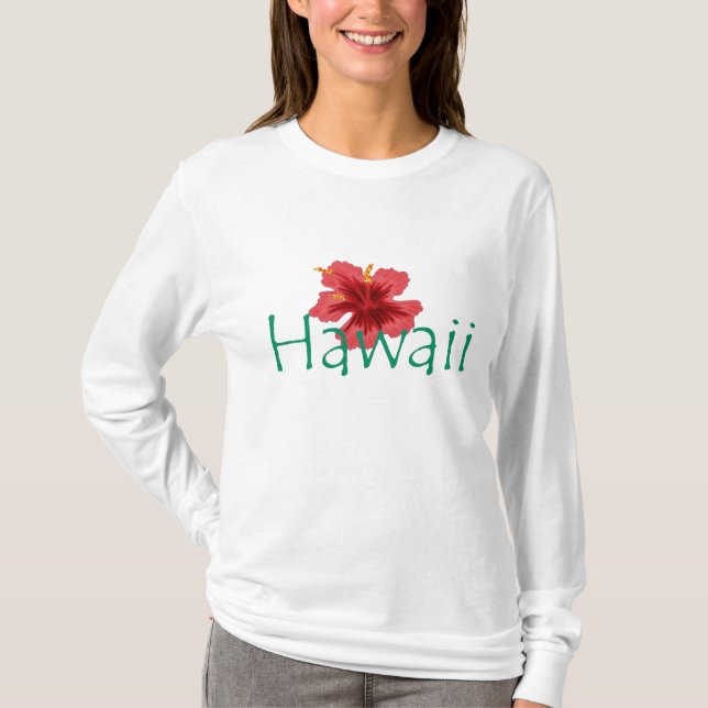 Camiseta Damas Hawai hibiscus flor hoodie (Anverso)