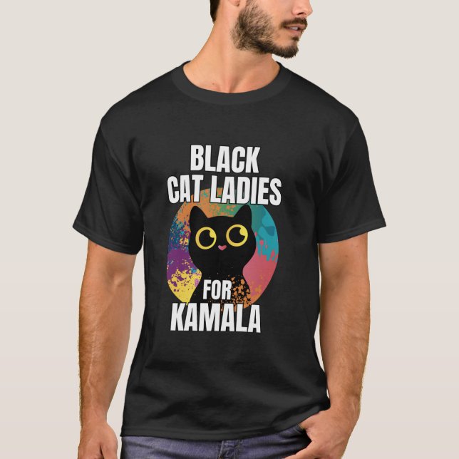 Camiseta Damas negras de gato para el gracioso gato de Kama (Anverso)
