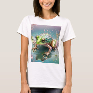 Camiseta Damas Rana de Árbol Verde Refleja Arte Fractal,