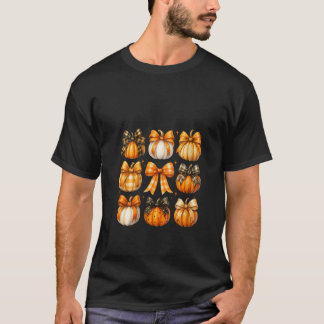Camiseta Damas Retro Pumpkin Coquette Lazos Otoño Día de Ac