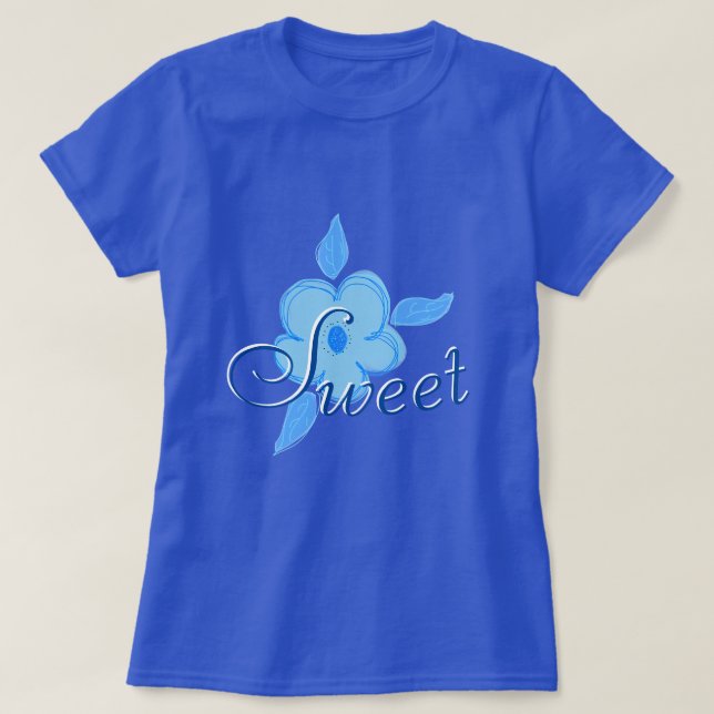 Camiseta Damas Sweet Blue Bloom (Diseño del anverso)