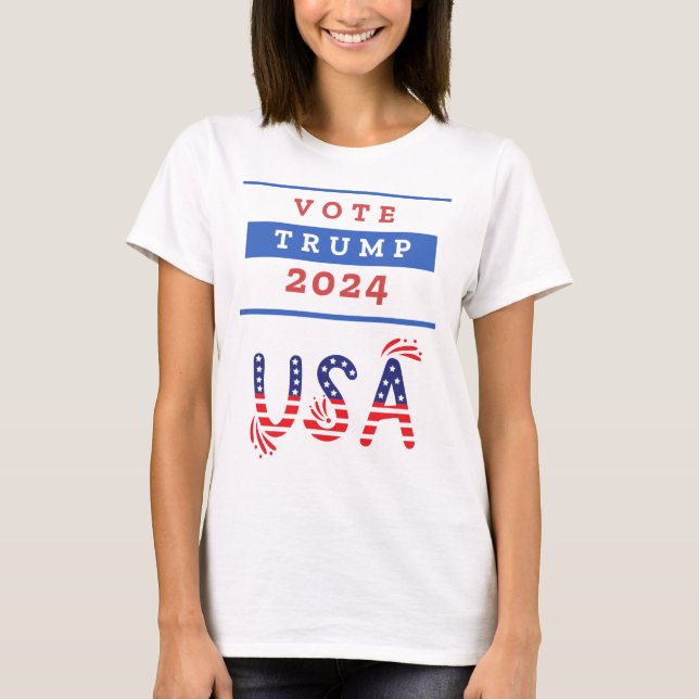 Camiseta Damas Trump Estados Unidos 2024 blanco (Anverso)