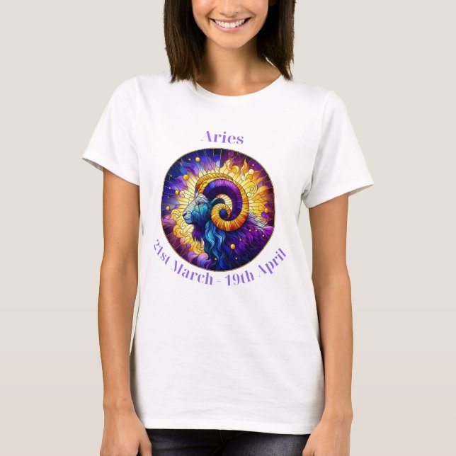 Camiseta Damas Zodiac T Shirt, Aries Ram, Horoscope (Anverso)
