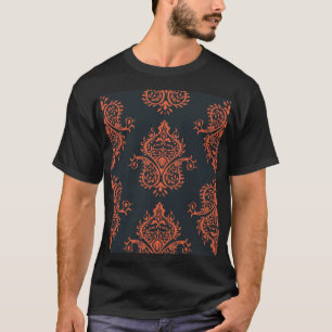 Camiseta damasco oriental: patrón de cosecha mediterráneo.