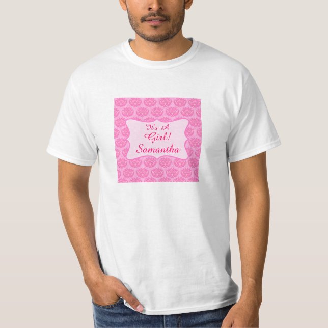 Camiseta Damasco rosa es un nombre Chica de papá personaliz (Anverso)