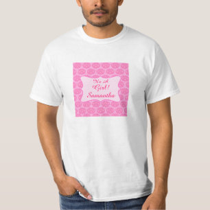 Camiseta Damasco rosado es un papá personalizado nombre de
