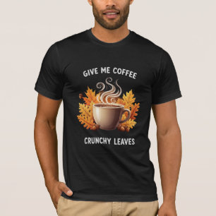 Camiseta Dame Café y Hojas Crujientes Gráfico de Otoño
