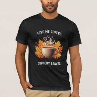 Camiseta Dame Café y Hojas Crujientes Gráfico de Otoño