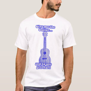 Camiseta Dame la guitarra y nadie sale herido. azul retro