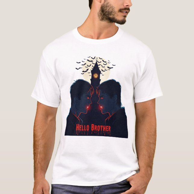 Camiseta Damon y Stefan Salvatore Arte de Halloween gótico (Anverso)