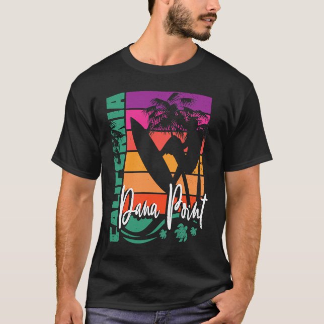 Camiseta Dana Point California Retro Sunset Beach Surfer So (Anverso)