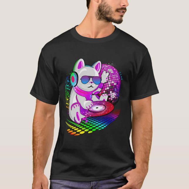 Camiseta Dance Electrónico Music Cat Dj (Anverso)