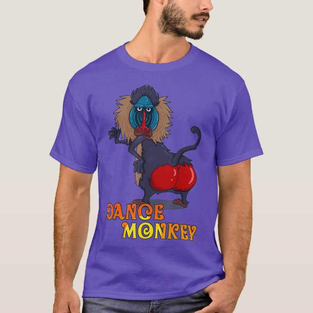 Camiseta Dance Monkey baboon mono con disco rojo (Anverso)