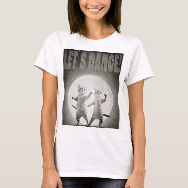 Camiseta dancing cats-2-BW (Anverso)