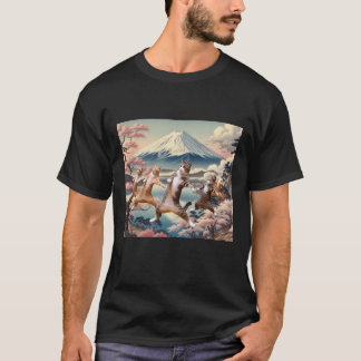 Camiseta Dancing cats and Mt.Fuji