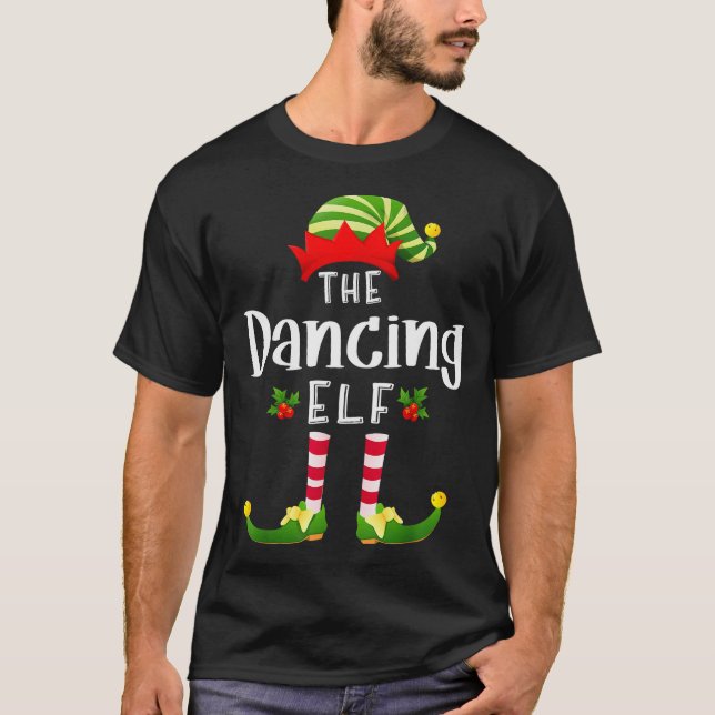 Camiseta Dancing Christmas Elf Matching Pajama X-mas Party  (Anverso)