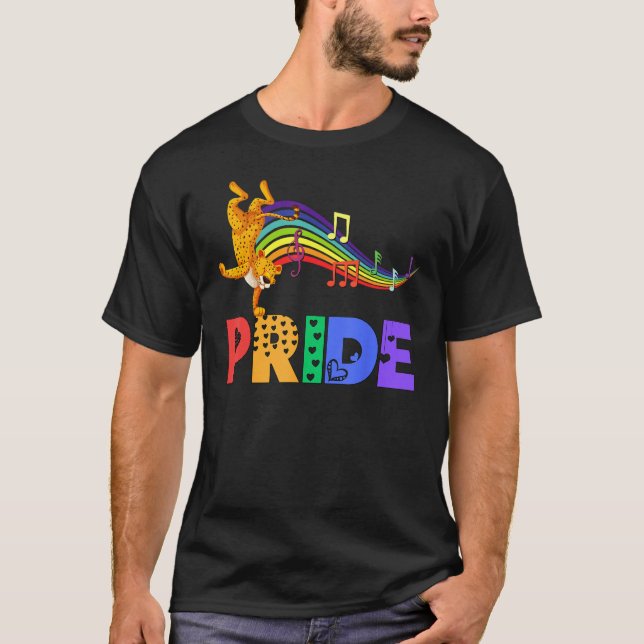 Camiseta Dancing Leopard Pride Dad Rainbow Men Women Girls  (Anverso)