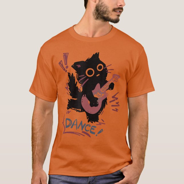 Camiseta Dancing Rock Cat Electric Guitar Funny Cat Music B (Anverso)