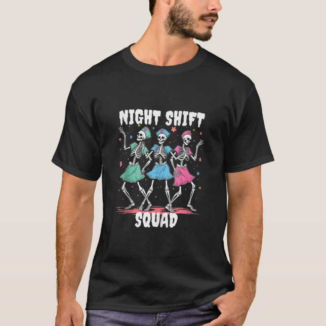 Camiseta Dancing Skeleton Enfermera Noche Turno Escuadrón d (Anverso)